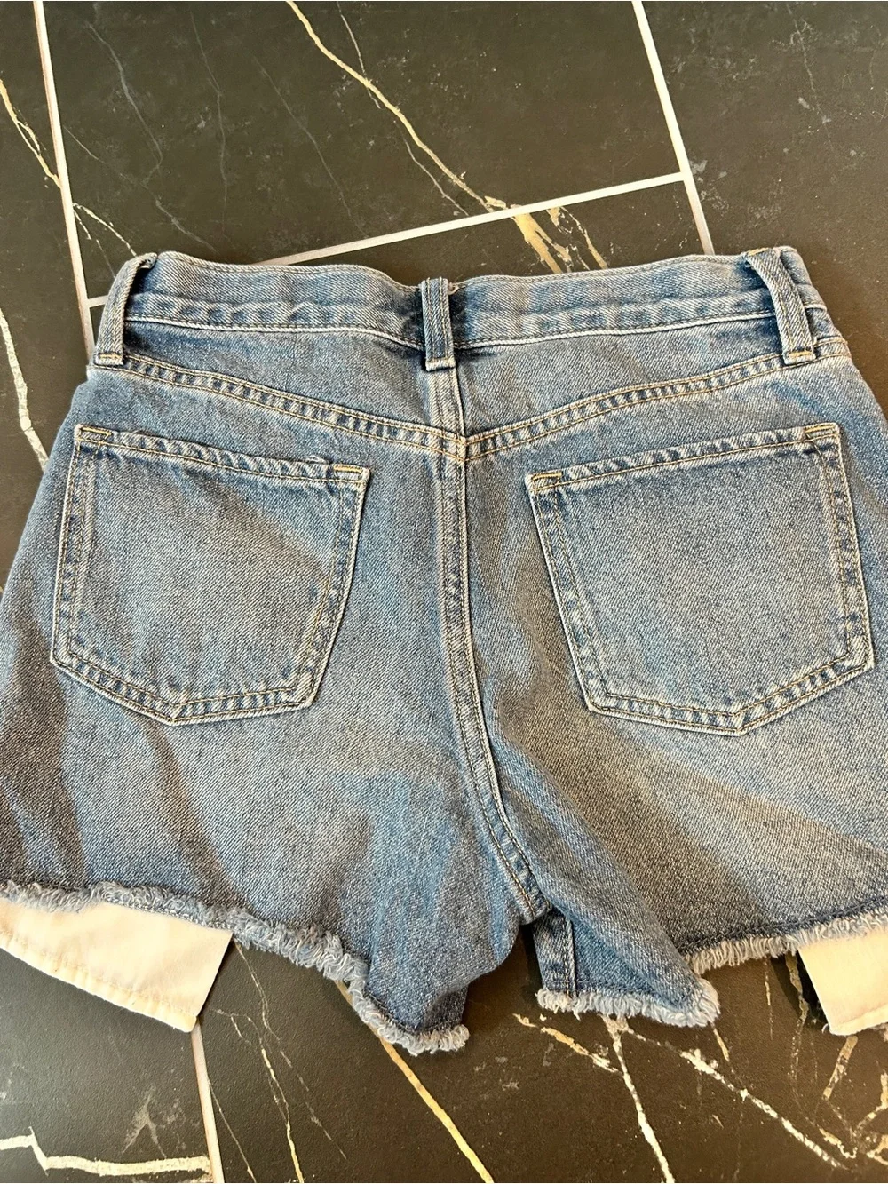 Old Navy Girls Size 12 Distressed Denim Shorts Ruffle Hem